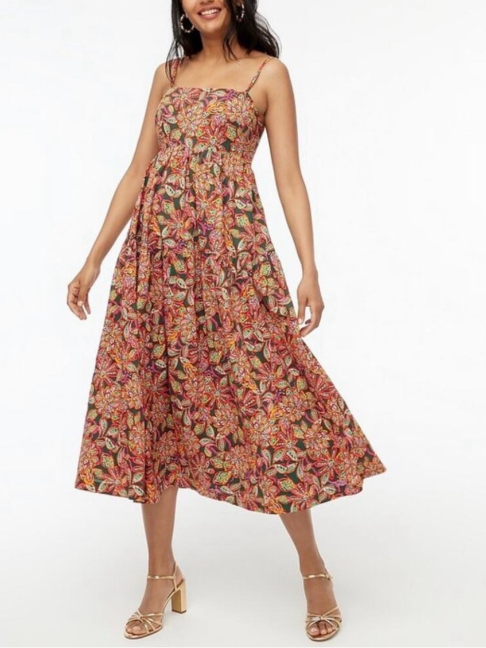 JCREW Factory Tie Back Multi Floral Midi Dress